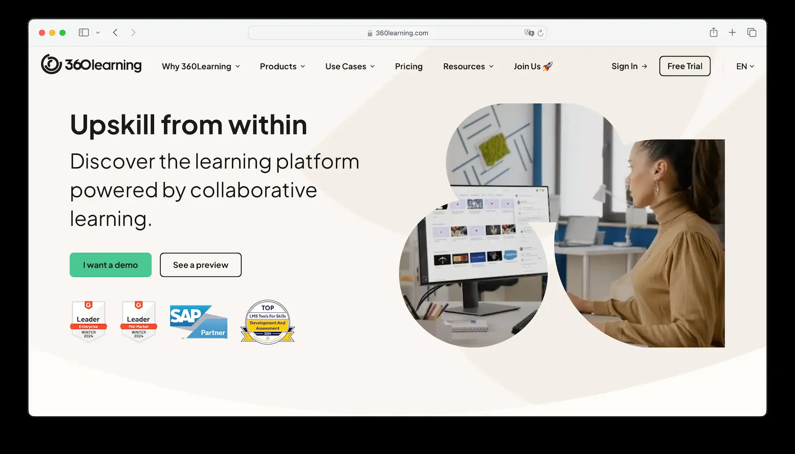 360learning homepage screenshot